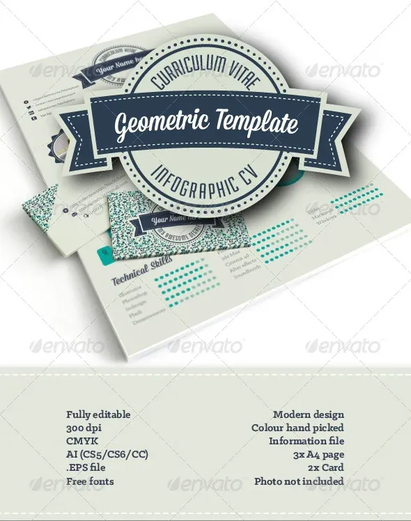 Infographic CV prepared with geometric shapes