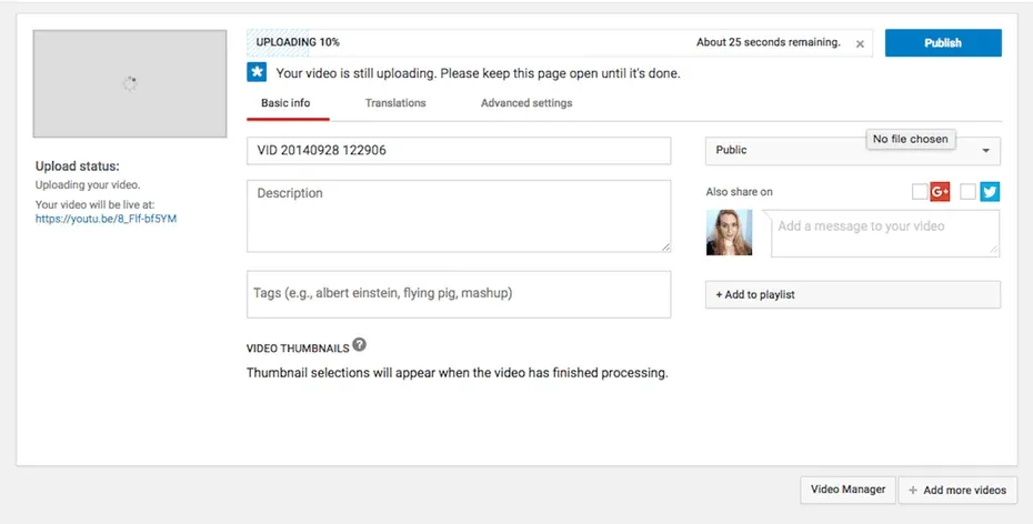 YouTube video yükleme ve optimizasyon ekranı