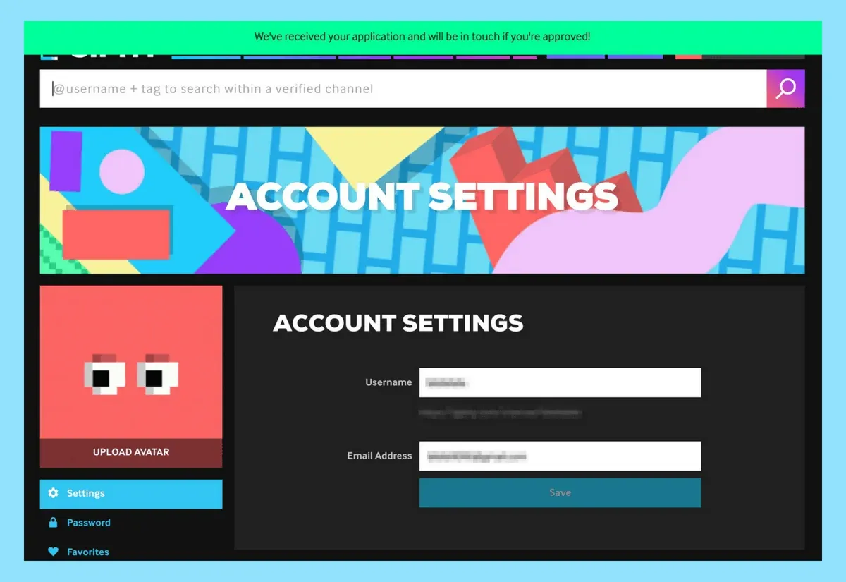 Giphy marka kanalı başvuru formu