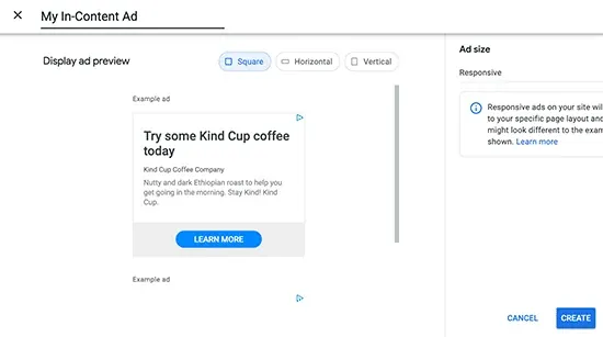 AdSense görüntülü reklam birimi oluşturma
