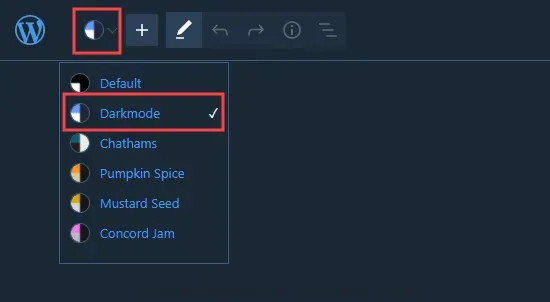 Turning on dark mode in WordPress block editor