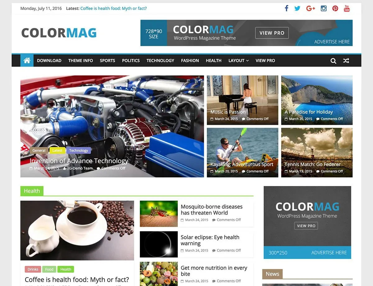 ColorMag magazine-style WordPress theme