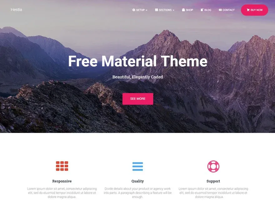 Hestia material design WordPress theme