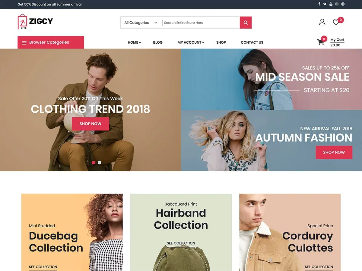 Zigcy Lite free WooCommerce theme
