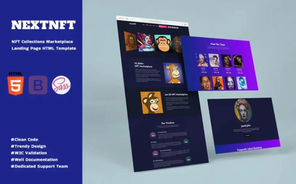 NextNFT NFT Koleksiyonları ve Pazar Yeri için Açılış Sayfası