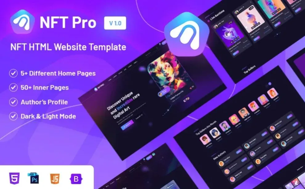 NftPro profesyonel NFT Pazaryeri HTML5 Teması