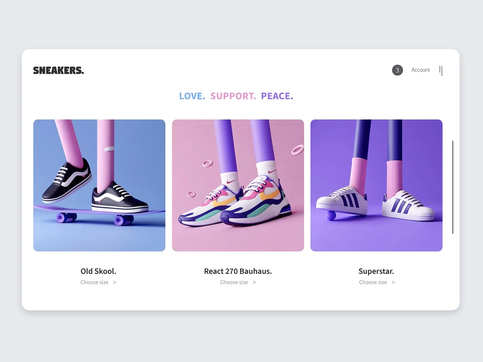 3D shoe ad designed with vivid colors