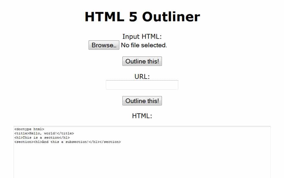 HTML 5 Outliner