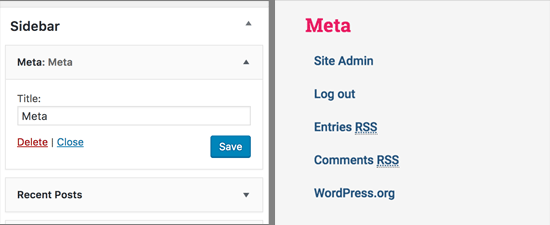 WordPress'te meta widget'ı