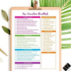 pre vacation checklist printable